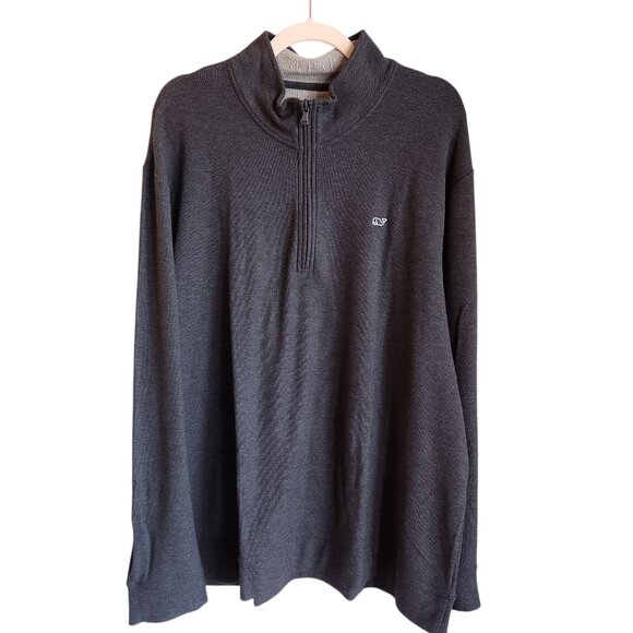 Vineyard Vines Sweater Gray XXL Men's Saltwater 1/4 Quarter Zip Pullover Pima - Picture 1 of 10